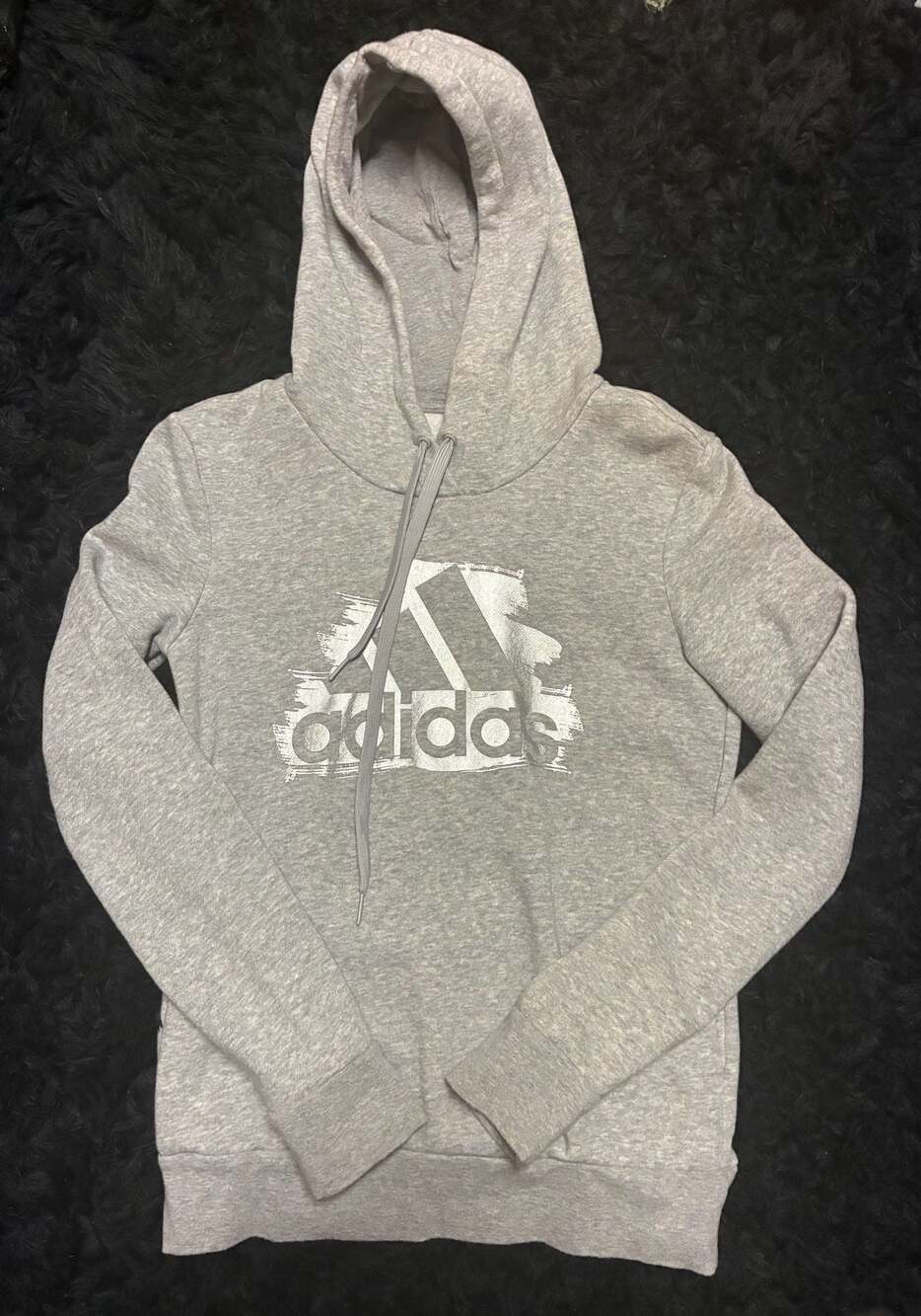 adidas Women's Essentials Logo Fleece Hoodie in Heather Grey